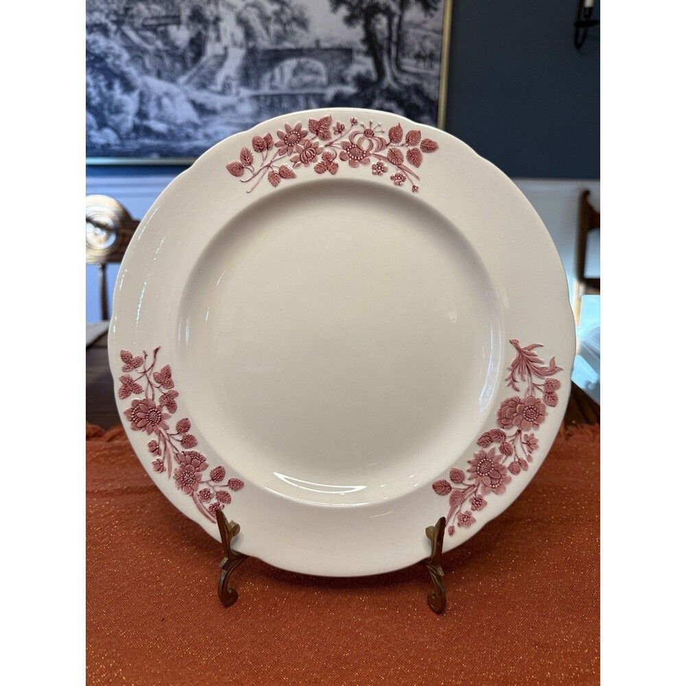 Spode England “Canada” Provincial Flowers 10” Dinner Plate Red Floral